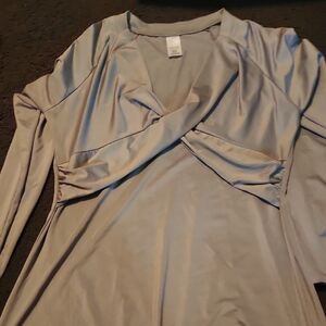 Elegant Gray Long Sleeve Blouse